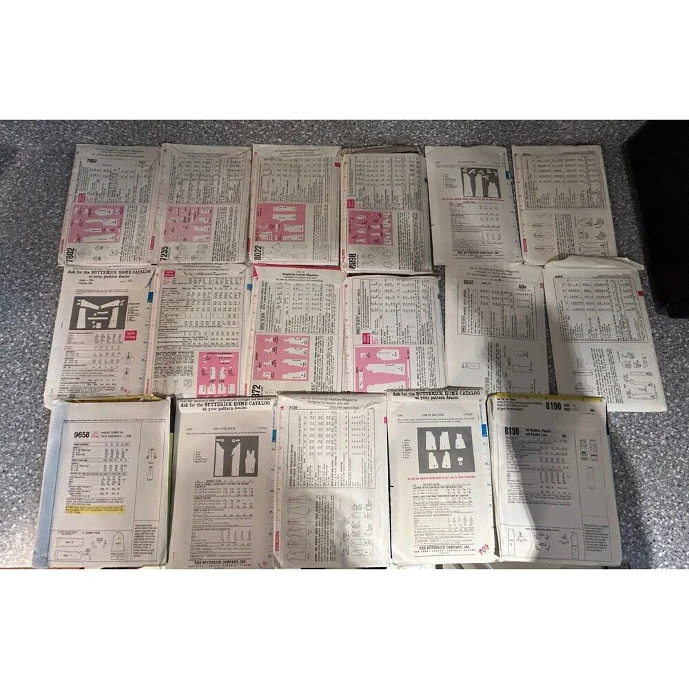 Lot of 17 Sewing Patterns Simplicity, Butterick,  McCalls ETC Uncut and Cut